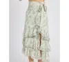 En Saison Women's Marlene Floral Ruffle-tiered Maxi Skirt In Ivory Ice Blue