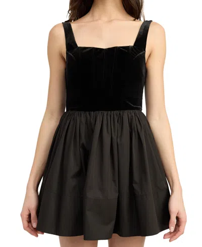 En Saison Women's Mckenna Mixed-media Sleeveless Mini Dress In Black