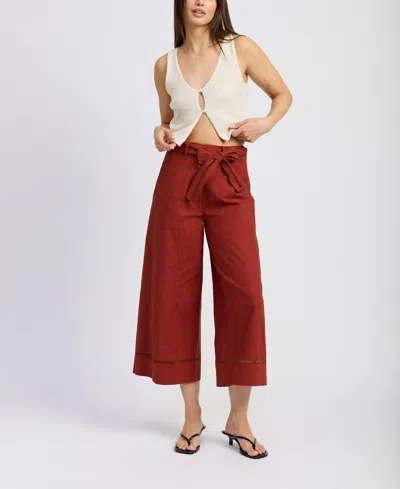 En Saison Women's Megumi Tie-waist Mid-rise Pants In Red