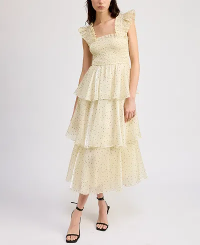 En Saison Women's Moxie Organza Midi Dress In Ivory,black
