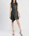 En Saison Mya Mini Dress In Black Faux Leather In Black