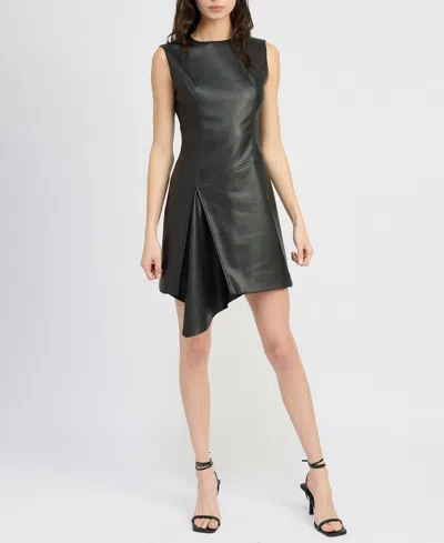 En Saison Mya Mini Dress In Black Faux Leather