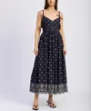 En Saison Nara Embroidery Detail Cotton Midi Sundress In Black