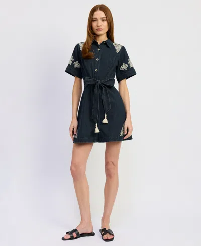 En Saison Natalia Mini Dress In Vintage Indigo In Blue