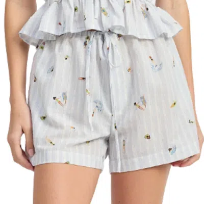 En Saison Women's Nicole Coastal Shorts In White Blue Multi