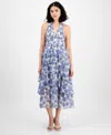 En Saison Odessa Floral Print Tiered Halter Maxi Dress In Multi