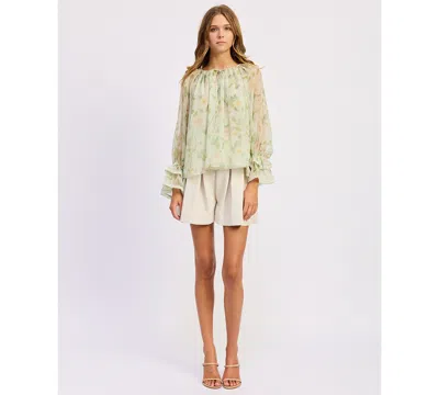 En Saison Women's Paloma Crewneck Blouse In Green