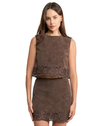 En Saison Women's Pauline Zipper Back Top In Brown