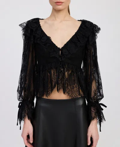 En Saison Women's Peregrine Lace Peplum Top In Black