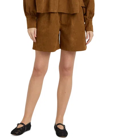 En Saison Women's Pleated Mid-rise 4-pocket Shorts In Brown