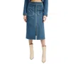 En Saison Women's Robin Faux-suede Slit-front Midi Skirt In Midnight Teal