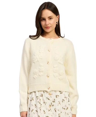 En Saison Women's Round Neck Button-front Sweater In Neutral