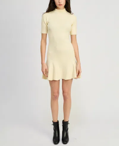 En Saison Women's Sanam Mock-neck Mini Sweater Dress In Ivory