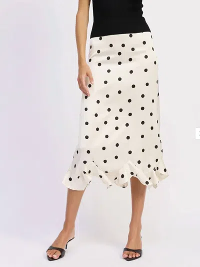 En Saison Women's Satin Angle Ruffle Hem Maxi Skirt In White