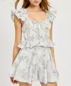En Saison Scarlet Top Blue Sage Floral In Blue Sage Floral