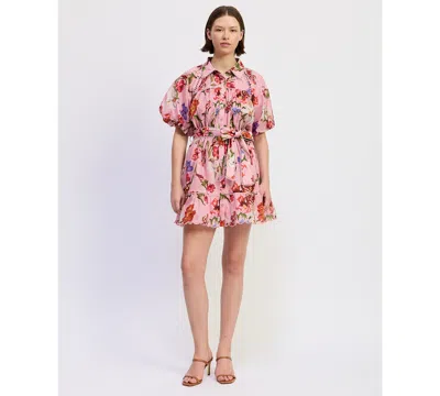 En Saison Women's Short-sleeve Collared Mini Dress In Pink