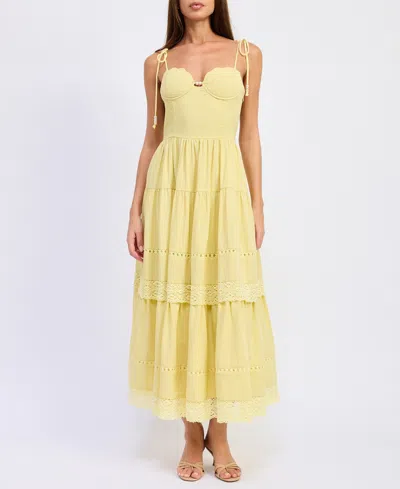 En Saison Women's Sleeveless Bustier Sweetheart Neck Maxi Dress In Yellow