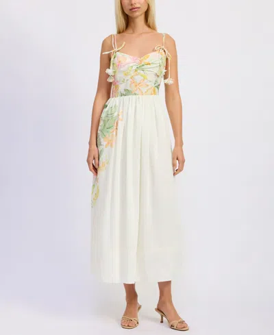 En Saison Women's Sleeveless Bustier V-neck Midi Dress In White