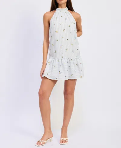 En Saison Nicole Halter Shift Minidress In White