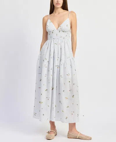 En Saison Women's Sleeveless V-neck A-line Maxi Dress In Blue
