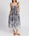 En Saison Women's Sydney Floral-print Midi Dress In Washed Blue Ivory