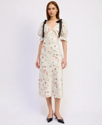 En Saison Women's V-neck Short-sleeve Midi Dress In Multi