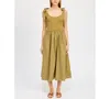 En Saison Wren Mixed Media Midi Dress In Khaki In Khaki