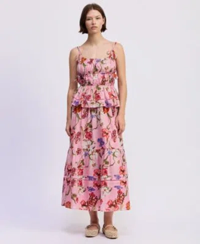 En Saison Womens Celeste Peplum Top Printed Pull On Maxi Skirt In Pink
