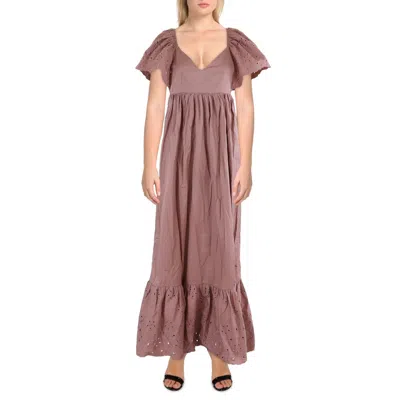 En Saison Womens Eyelet Cotton Maxi Dress