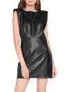 En Saison Lana Vegan Leather Padded Shoulder Minidress In Black