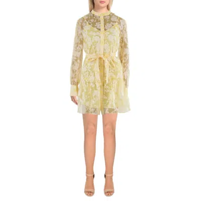 En Saison Womens Printed Sheer Fit & Flare Dress