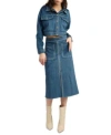 En Saison Women's Robin Faux-suede Slit-front Midi Skirt In Midnight Teal