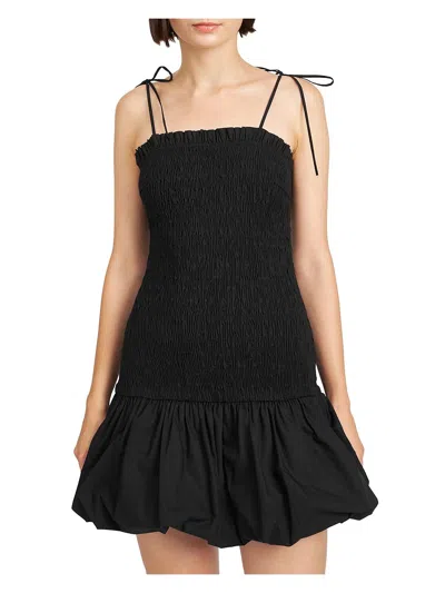 En Saison Womens Smocked Bubble Hem Mini Dress In Black