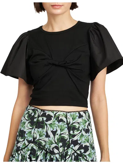 En Saison Womens Twist Front Short Cropped In Black