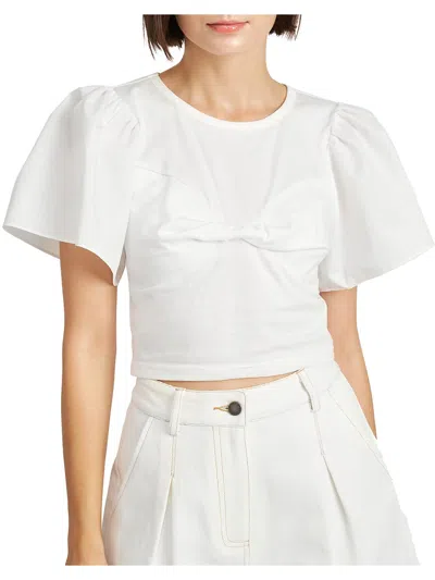 En Saison Womens Twist Front Short Cropped In White