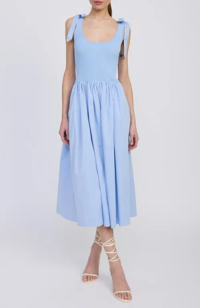 En Saison Wren Mixed Media Midi Sundress In Blue