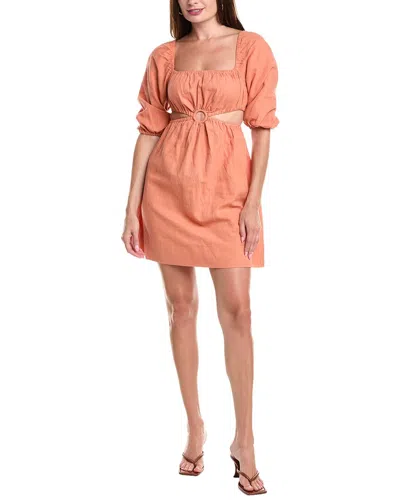En Saison Yareli Linen-blend Mini Dress In Orange
