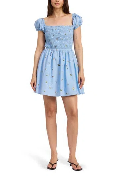 En Saison Zoey Off The Shoulder Minidress In Blue