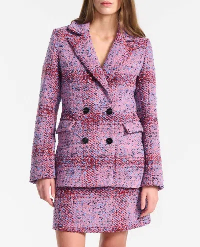 Ena Pelly Meadow Tweed Blazer In Violet In Multi