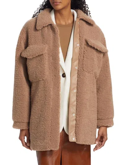 Ena Pelly Women's Carla Faux-shearling Shacket In Hazelnut