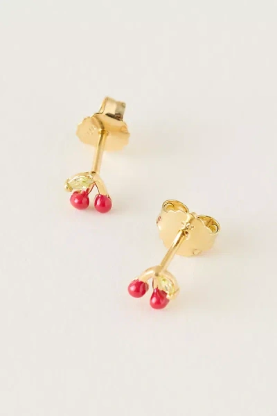 Enamel Copenhagen Cherry Post Earrings In Gold