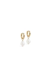 Enamel Copenhagen Significant Pearl Hoops In Gold