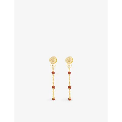 Enamel Copenhagen Womens Copper Lola 18ct Yellow Gold-plated Sterling-silver And Enamel Earrings