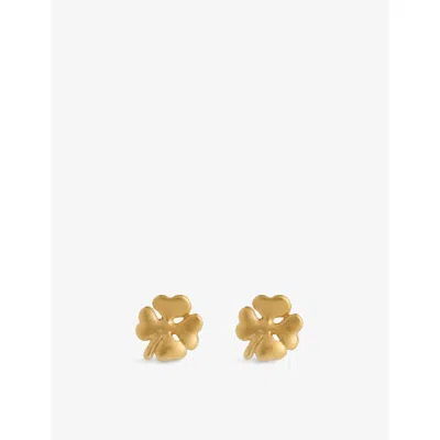 Enamel Copenhagen Womens  Clover Mini 18ct Yellow Gold-plated 925 Sterling Silver Stud Earrings