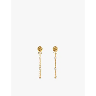 Enamel Copenhagen Womens  Lola 18ct Yellow Gold-plated Sterling-silver And Enamel Earrings In Daisy