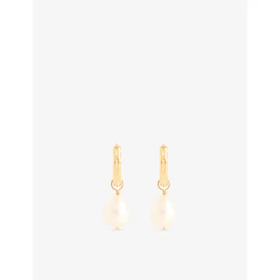 Enamel Copenhagen Womens Pearls Significant Pearl 18ct Yellow Gold-plated 925 Sterling-silver Hoop Earrings