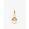 Enamel Copenhagen Womens Funky Smiley 18ct Yellow Gold-plated 925 Sterling Silver Earring Charm Red