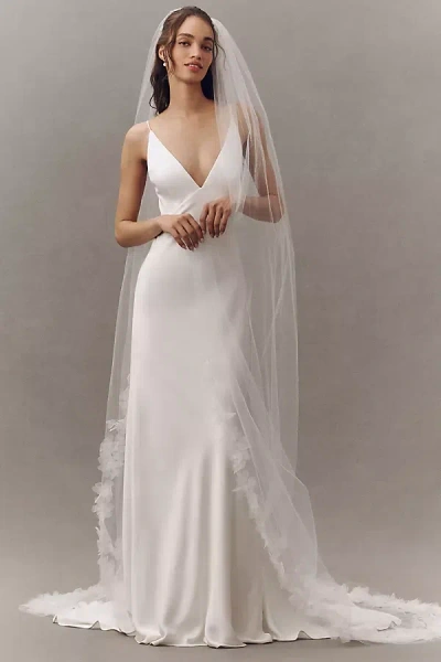 Enaura Floral Petal Cathedral Veil In White