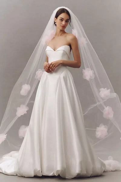 Enaura Pink Dimensional Floral Cathedral Veil