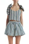 Encantadore Liana Stripes Shorts In Green In Green